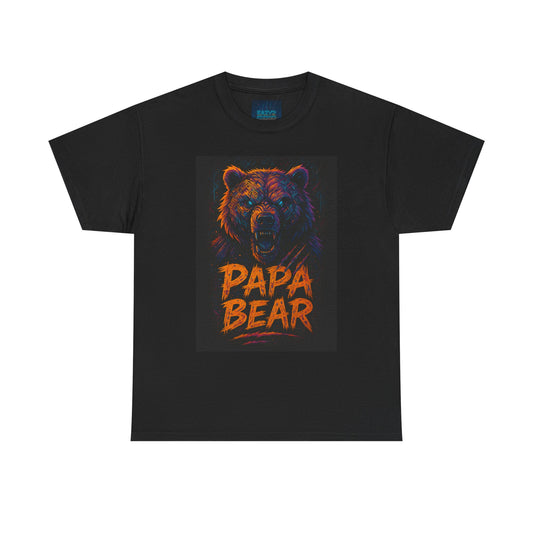 Papa Bear Unisex Heavy Cotton Tee - Gift for Dads, Father's Day, Casual Wear, Family Gatherings, Animal Lovers