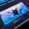 RGB Mousepad Pink Cloud Cat Cartoon Deskmat LED Backlight Gaming Keyboard Rug Computer Office Accessories Kawaii Anime Mouse Pad