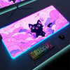 RGB Mousepad Pink Cloud Cat Cartoon Deskmat LED Backlight Gaming Keyboard Rug Computer Office Accessories Kawaii Anime Mouse Pad