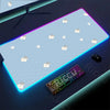 RGB Mousepad Pink Cloud Cat Cartoon Deskmat LED Backlight Gaming Keyboard Rug Computer Office Accessories Kawaii Anime Mouse Pad