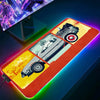 Back To The Future Car Large RGB Mouse Pad Luminous Desk Pads Gaming Mousepad LED Mouse Mat Gamer PC Keyboard Mats XXL Deskmat
