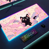 RGB Mousepad Pink Cloud Cat Cartoon Deskmat LED Backlight Gaming Keyboard Rug Computer Office Accessories Kawaii Anime Mouse Pad