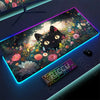 RGB Mousepad Pink Cloud Cat Cartoon Deskmat LED Backlight Gaming Keyboard Rug Computer Office Accessories Kawaii Anime Mouse Pad