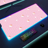 RGB Mousepad Pink Cloud Cat Cartoon Deskmat LED Backlight Gaming Keyboard Rug Computer Office Accessories Kawaii Anime Mouse Pad