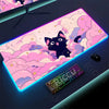 RGB Mousepad Pink Cloud Cat Cartoon Deskmat LED Backlight Gaming Keyboard Rug Computer Office Accessories Kawaii Anime Mouse Pad