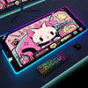 RGB Mousepad Pink Cloud Cat Cartoon Deskmat LED Backlight Gaming Keyboard Rug Computer Office Accessories Kawaii Anime Mouse Pad
