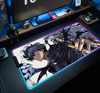 Solo Levelings Anime RGB Pc Gamer Keyboard Mouse Pad Mousepad LED Glowing Mouse Mats Rubber Gaming Computer Mausepad