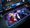 Solo Levelings Anime RGB Pc Gamer Keyboard Mouse Pad Mousepad LED Glowing Mouse Mats Rubber Gaming Computer Mausepad