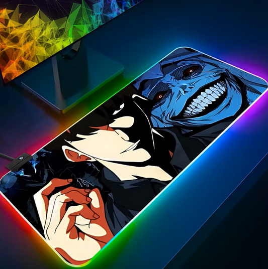 Anime Solo Leveling RGB Pc Gamer Keyboard Mouse Pad Mousepad LED Glowing Mouse Mats Rubber Gaming Computer Mausepad