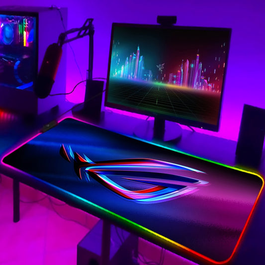 ROG Mouse Pad Rgb Cute Mousepad Gamer Keyboard Mat LED Computer Mausepad Keyboards Accessories Gaming Desk Mat Mouse Carpet Xxl