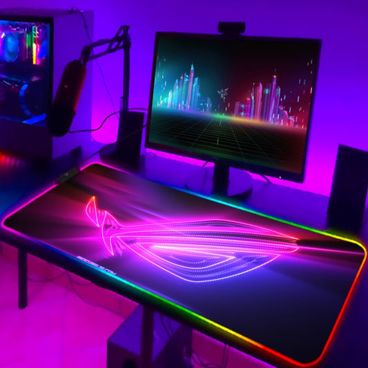 ROG Mouse Pad Rgb Cute Mousepad Gamer Keyboard Mat LED Computer Mausepad Keyboards Accessories Gaming Desk Mat Mouse Carpet Xxl