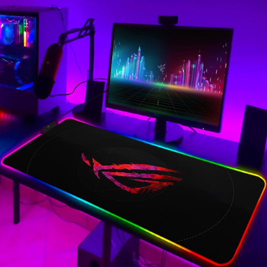 ROG Mouse Pad Rgb Cute Mousepad Gamer Keyboard Mat LED Computer Mausepad Keyboards Accessories Gaming Desk Mat Mouse Carpet Xxl