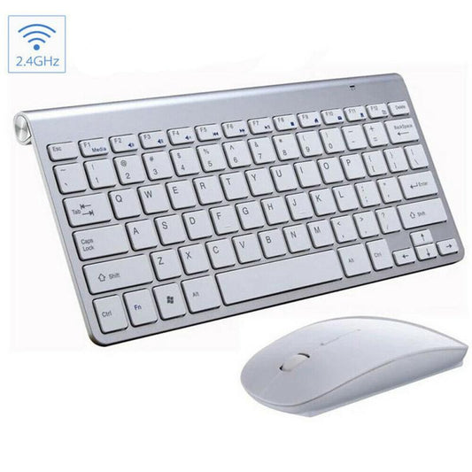 Wireless Silent Mini Multimedia Full-size Keyboard and Mouse Combo Set 2.4G