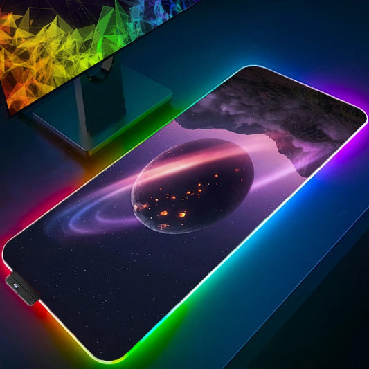 Space LED Light Gaming Mouse pad RGB Keyboard Cover Desk Mat Colorful Surface 3D Vortex MousePad Waterproof Computer Gamer pad