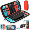 Nintendo Switch Carrying Bag Case with 9 in 1 Accessories Kit and 6 Pcs Thumb Grip