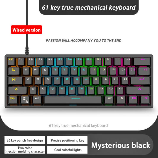 61-key Portable Mechanical Keyboard G101 Blue Axis Computer Desktop Notebook Gamer Keyboard For Laptop Computer Tools