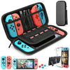 Nintendo Switch Carrying Bag Case with 9 in 1 Accessories Kit and 6 Pcs Thumb Grip