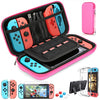 Nintendo Switch Carrying Bag Case with 9 in 1 Accessories Kit and 6 Pcs Thumb Grip