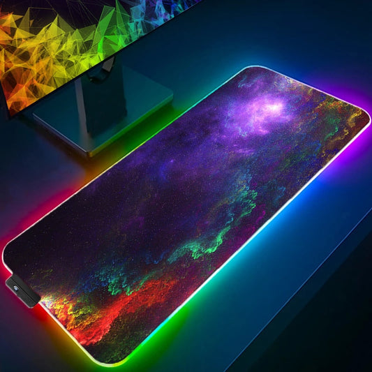 Space LED Light Gaming Mouse pad RGB Keyboard Cover Desk Mat Colorful Surface 3D Vortex MousePad Waterproof Computer Gamer pad