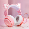 Pink Cat Ear Headphones with RGB LED Light Gaming Girl Headset