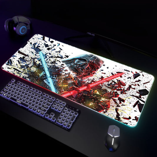 War Backlight Gaming Mousepad Desk Mat RGB Gamer Mousepads Mouse Pad LED Non-Slip Rubber Mouse Mat Keyboard Mat For PC