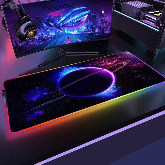 Space Large RGB Mouse Pad Gaming Mousepad LED Mouse Mat Gamer Mousemats Table Pads PC Desk Mat RGB Keyboard Mat XXL 90x40cm