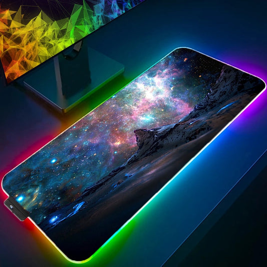 Space LED Light Gaming Mouse pad RGB Keyboard Cover Desk Mat Colorful Surface 3D Vortex MousePad Waterproof Computer Gamer pad