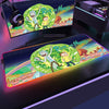 RGB Mouse Pad Rick Doctor and Modi Adventure Desk Protector Gamer Keyboard Mousepad Cartoon Gaming Pc Accessories Backlit Mat