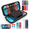 Nintendo Switch Carrying Bag Case with 9 in 1 Accessories Kit and 6 Pcs Thumb Grip