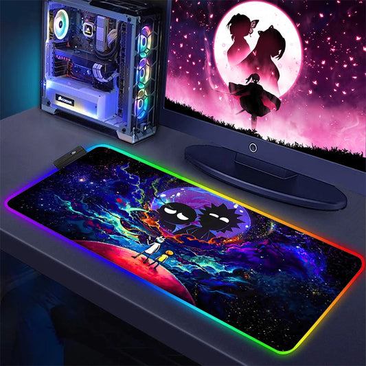 Mousepad Rgb Mouse Pad Kawaii Rick Computer Mat Desk Protector Deskpad Anime Accessories Pc Gamer Carpet Keyboard Mause Pad Xxl