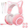 Pink Cat Ear Headphones with RGB LED Light Gaming Girl Headset