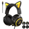 Pink Cat Ear Headphones with RGB LED Light Gaming Girl Headset