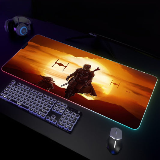 War Backlight Gaming Mousepad Desk Mat RGB Gamer Mousepads Mouse Pad LED Non-Slip Rubber Mouse Mat Keyboard Mat For PC