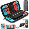 Nintendo Switch Carrying Bag Case with 9 in 1 Accessories Kit and 6 Pcs Thumb Grip