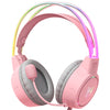 Pink Cat Ear Headphones with RGB LED Light Gaming Girl Headset