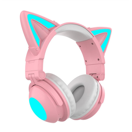 Cute Cat Ear Wireless Pink Bluetooth Gaming Headset 7.1 Stereo Music
