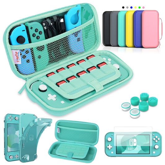 Compatible with Switch Lite Carrying Case, Switch Lite Case with Soft TPU Protective Case Games Card 6 Thumb Grip Caps