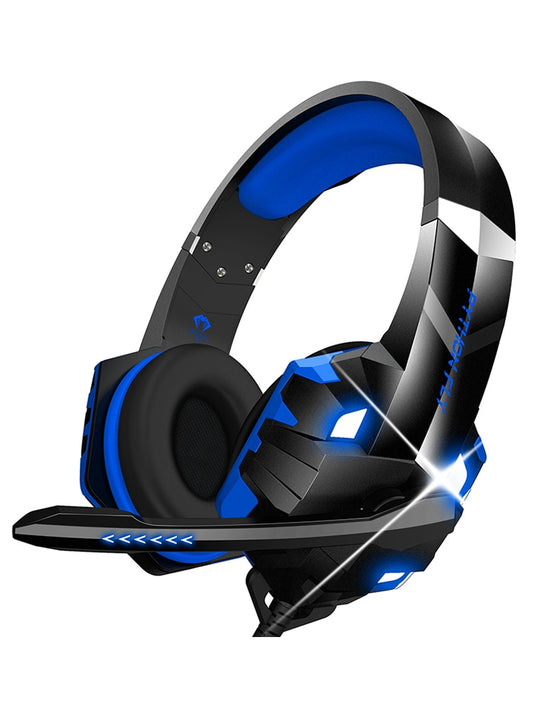 Gaming Blue Headset Bass Stereo Over-Head Earphone With Microphone