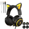 Pink Cat Ear Headphones with RGB LED Light Gaming Girl Headset