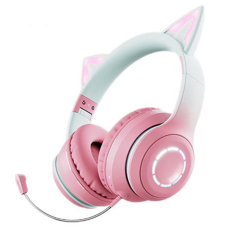 Wireless Girls Gaming Headset With Ears and Microphone Built-in