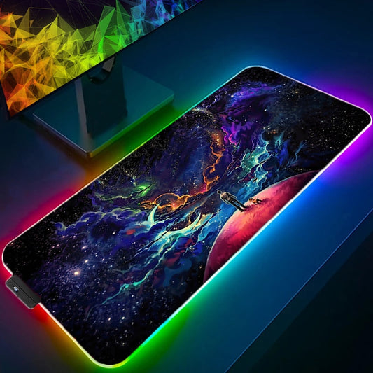 Space LED Light Gaming Mouse pad RGB Keyboard Cover Desk Mat Colorful Surface 3D Vortex MousePad Waterproof Computer Gamer pad