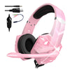 Gaming Pink Headset Bass Stereo Over-Head Earphone With Microphone