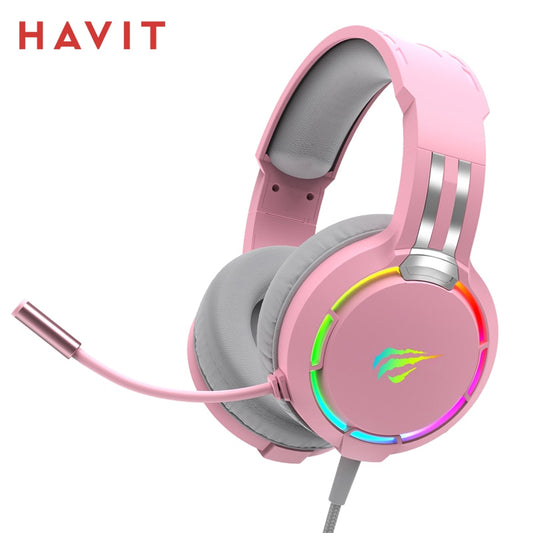 Havit Gamer Headset with Microphone Professinal HD Microphone &amp; Surround Super Base RGB Backlight PC Wired Gaming Headphones