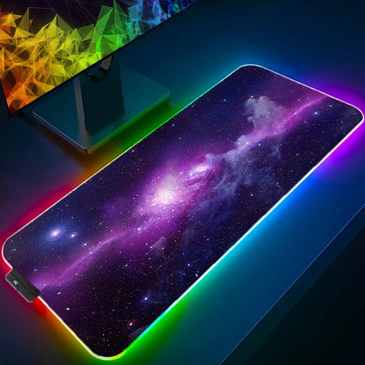 Space LED Light Gaming Mouse pad RGB Keyboard Cover Desk Mat Colorful Surface 3D Vortex MousePad Waterproof Computer Gamer pad