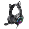 Pink Cat Ear Headphones with RGB LED Light Gaming Girl Headset