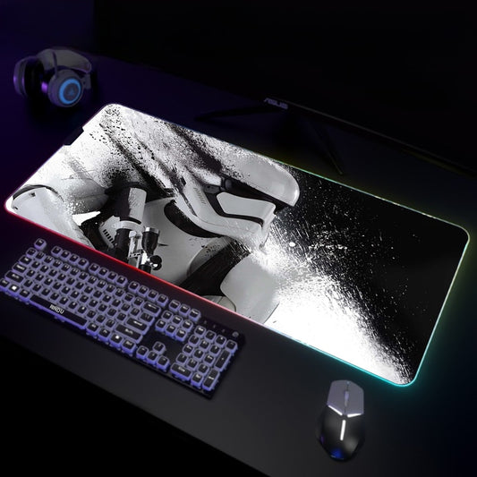 War Backlight Gaming Mousepad Desk Mat RGB Gamer Mousepads Mouse Pad LED Non-Slip Rubber Mouse Mat Keyboard Mat For PC