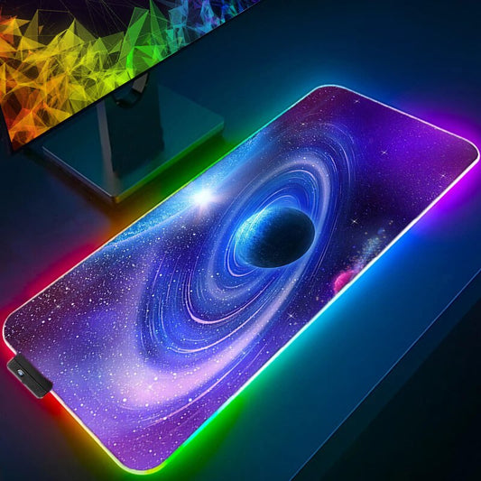 Space LED Light Gaming Mouse pad RGB Keyboard Cover Desk Mat Colorful Surface 3D Vortex MousePad Waterproof Computer Gamer pad