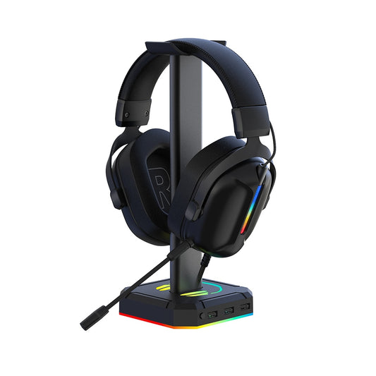 RGB Headset Stand with 3 USB 2.0 Ports Headphone Holder Over-ear