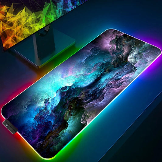 Space LED Light Gaming Mouse pad RGB Keyboard Cover Desk Mat Colorful Surface 3D Vortex MousePad Waterproof Computer Gamer pad